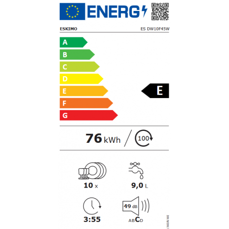 ESKIMO ES DW10F45W Πλυντήριο Πιάτων 10 Σερβίτσια